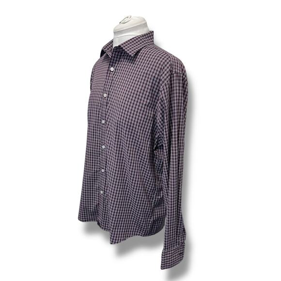 Untuckit Mens Vigneti Large Check Plaid Button-Down Shirt Nylon/Elastane - Picture 3 of 10